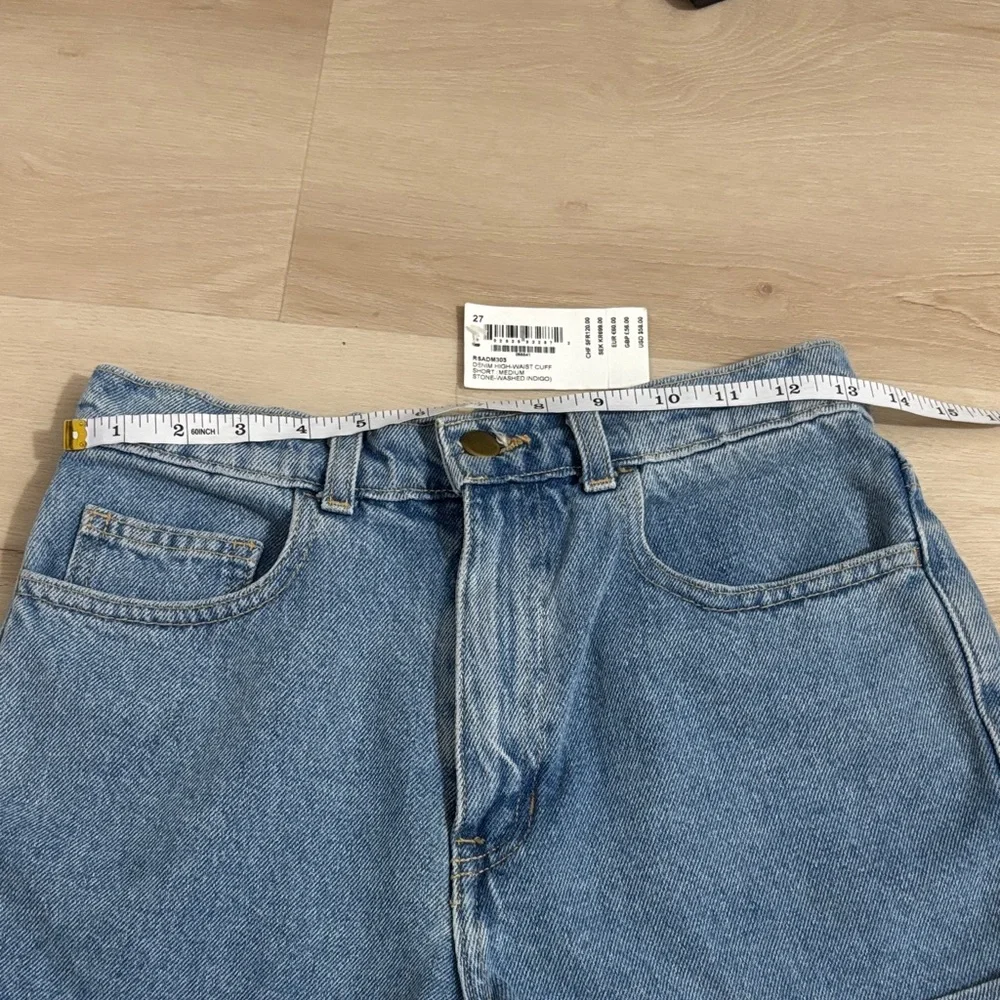 NWT American Apparel Women's Denim High-Waist Cuff Blue Jean Shorts new with Tag - Picture 3 of 8